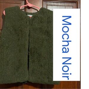 Mocha Noir Olive Green Plush Vest